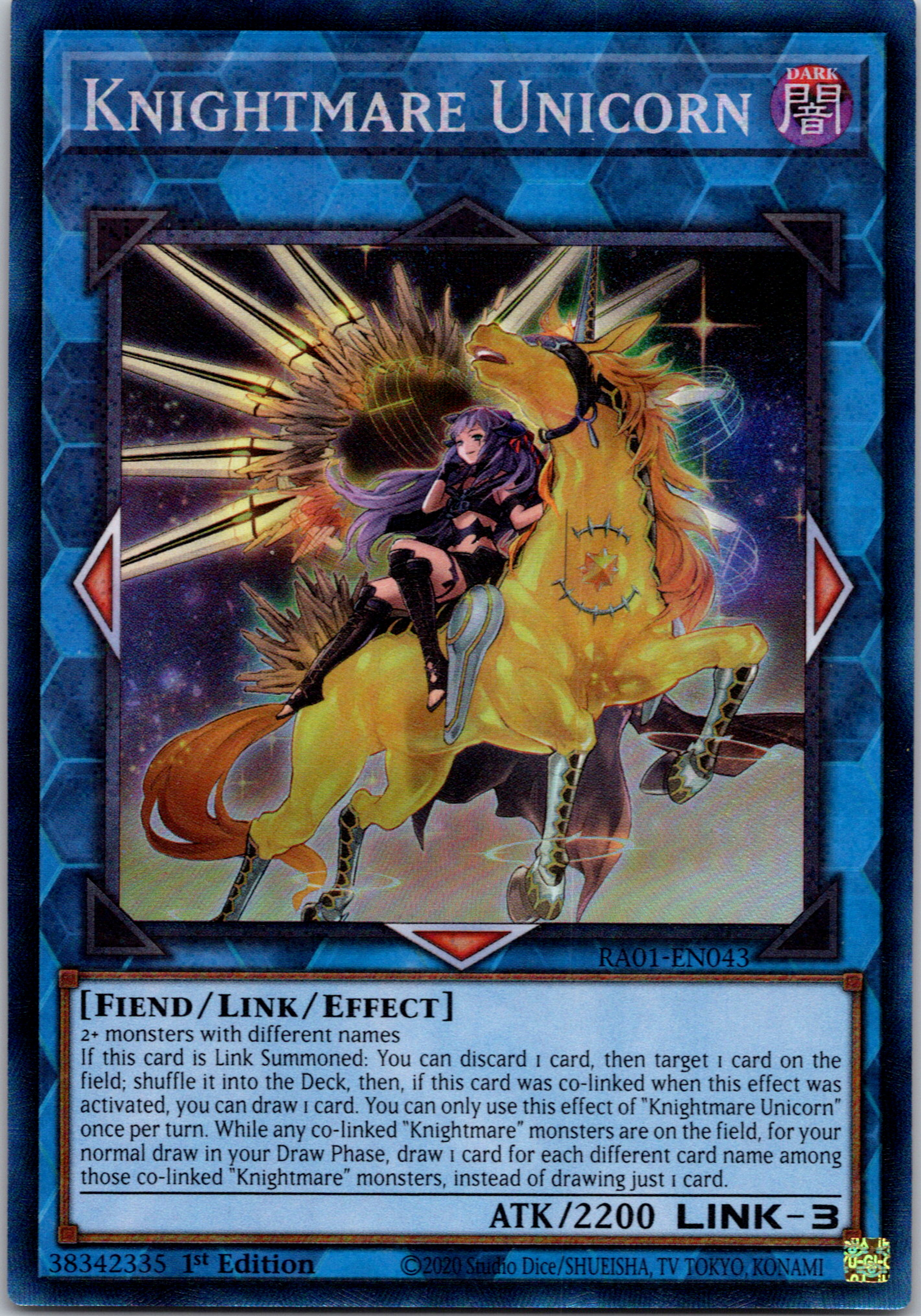 Knightmare Unicorn (Alternate Art) [RA01-EN043] - (Prismatic Collector's Rare) 1st Edition