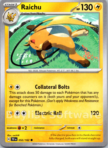 Raichu [052/162] - (Temporal Forces) Reverse Holofoil
