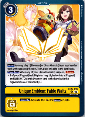 Unique Emblem: Fable Waltz [BT22-098 U] [Cyber Eden]