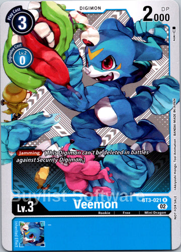Veemon - BT3-021 (Official Tournament Pack Vol.8) [BT3-021] [Release Special Booster] Foil