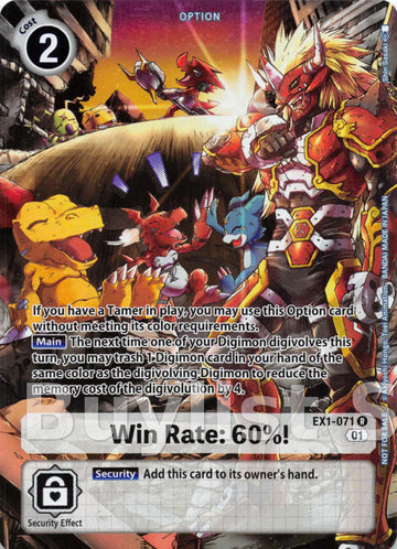 Win Rate: 60%! (Tamer's Evolution Box 2) [EX1-071 R] [Classic Collection] Foil