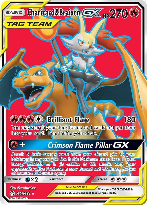 Charizard & Braixen GX [212/236] [Cosmic Eclipse] Holofoil