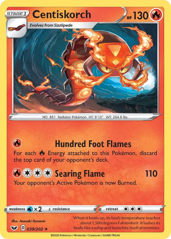 Centiskorch [039/202] [Sword & Shield Base Set] Reverse Holofoil