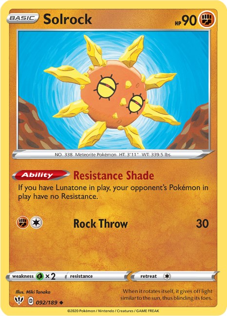 Solrock [092/189] [Darkness Ablaze] Reverse Holofoil