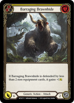 Barraging Brawnhide (Yellow) [WTR177] [Welcome to Rathe] Unlimited Edition Rainbow Foil