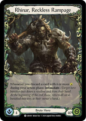 Rhinar, Reckless Rampage [CRU001] [Crucible of War] Unlimited Edition Normal