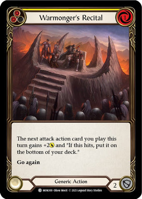 Warmonger's Recital (Yellow) [MON300] [Monarch] Unlimited Edition Rainbow Foil