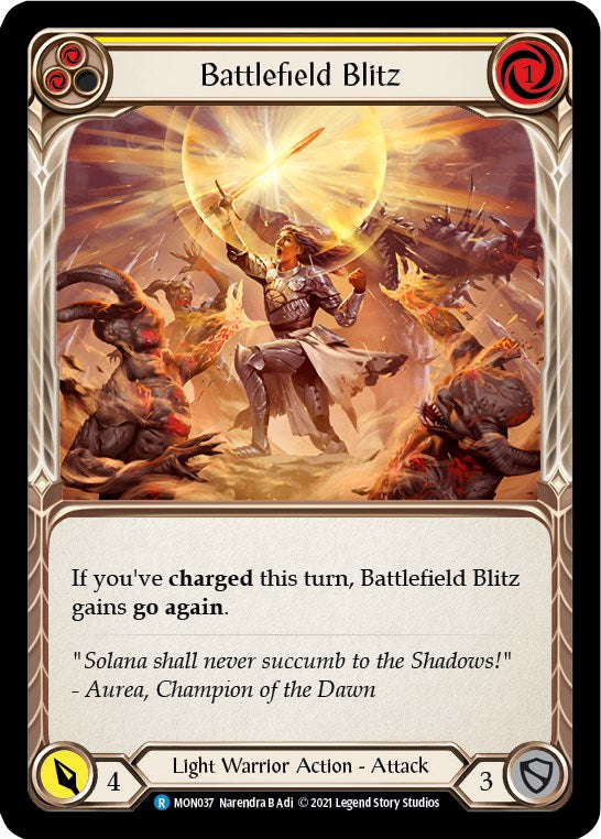 Battlefield Blitz (Yellow) [MON037] [Monarch] Unlimited Edition Rainbow Foil