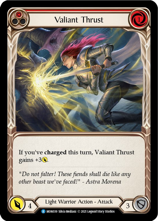Valiant Thrust (Red) [MON039] [Monarch] Unlimited Edition Rainbow Foil