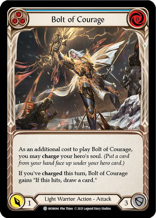 Bolt of Courage (Blue) [MON044] [Monarch] Unlimited Edition Rainbow Foil