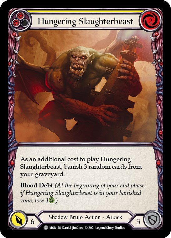 Hungering Slaughterbeast (Yellow) [MON148] [Monarch] Unlimited Edition Rainbow Foil
