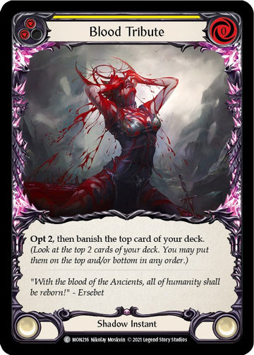 Blood Tribute (Yellow) [MON216] [Monarch] 1st Edition Rainbow Foil
