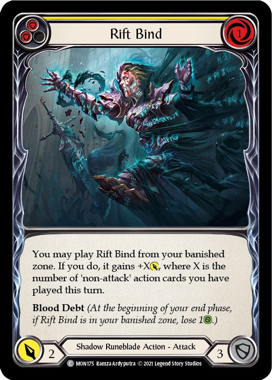 Rift Bind (Yellow) [MON175] [Monarch] Unlimited Edition Rainbow Foil