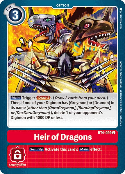 Heir of Dragons [BT4-099] [Great Legend]