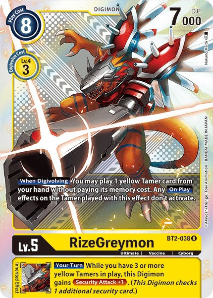 RizeGreymon (Premium Pack Set 01) [BT2-038] [Release Special Booster 1.5] Foil