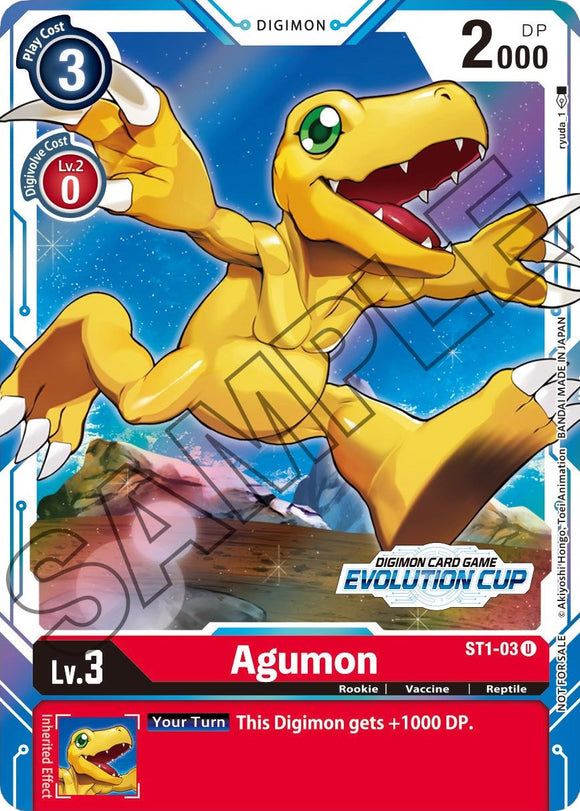 Agumon (July Evolution Cup 2021 Stamped) [ST1-03] [Starter Deck 01: Gaia Red] Foil
