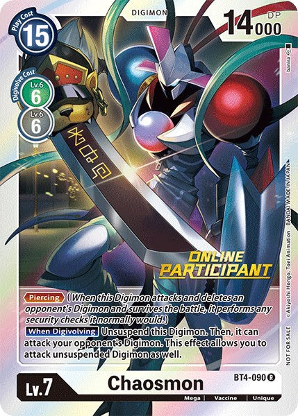 Chaosmon (2021 Championship Online Regional) [Online Participant] [BT4-090] [Great Legend] Foil