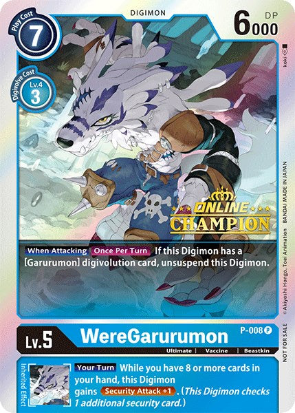 WereGarurumon (2021 Championship Online Regional) [Online Champion] [P-008] [Digimon Promotion Cards] Foil
