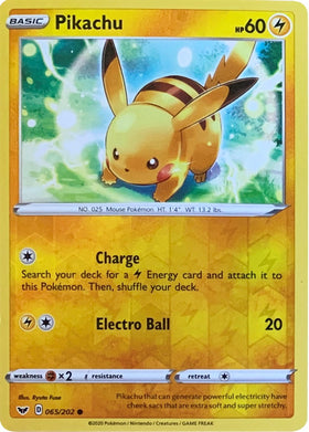 Pikachu (Reverse Cosmos Holo) [065/202] [Sword & Shield Base Set] Reverse Holofoil