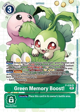 Green Memory Boost! - P-038 (Next Adventure Box Promotion Pack) [P-038 SR] [Digimon Promotion Cards] Foil