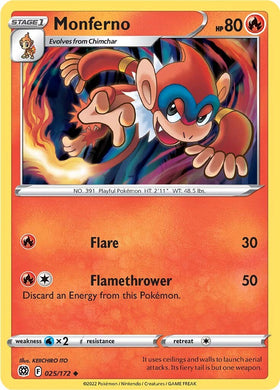 Monferno [025/172] [Brilliant Stars] Reverse Holofoil