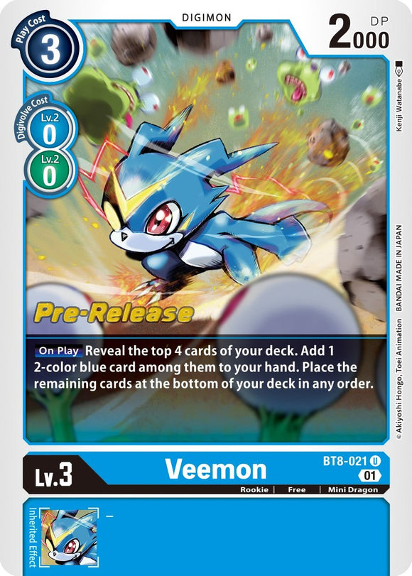Veemon [BT8-021] [New Awakening Pre-Release Cards] Foil