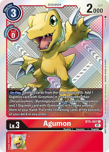 Agumon (New Awakening Pre-Release Tournament Winner Card) [BT5-007 C] [New Awakening Pre-Release Cards] Foil