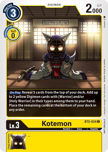 Kotemon (Tamer Party Vol. 5 Promo) [BT5-034] [Battle of Omni]