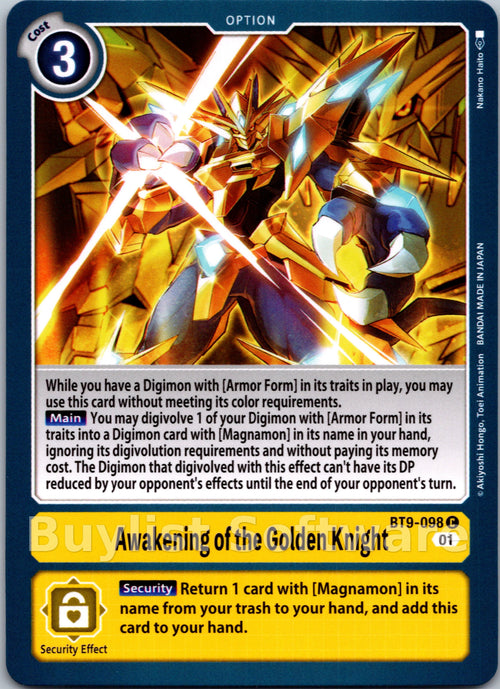 Awakening of the Golden Knight [BT9-098] [X Record]