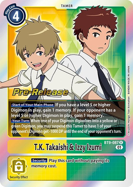 T.K. Takaishi & Izzy Izumi [BT9-087] [X Record Pre-Release Cards] Foil