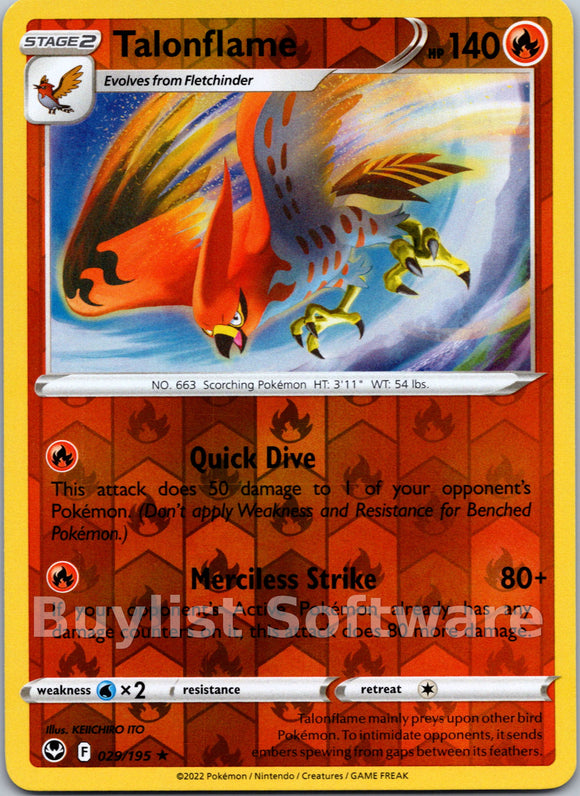 Talonflame [029/195] [Silver Tempest] Reverse Holofoil