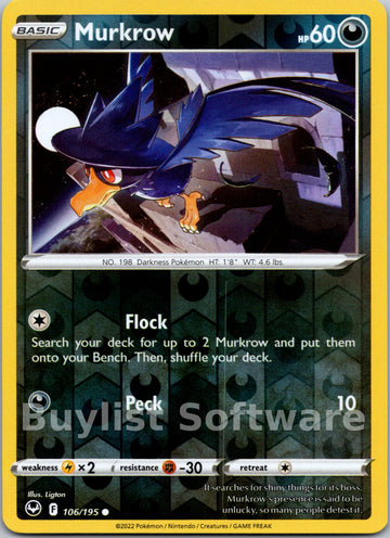 Murkrow [106/195] [Silver Tempest] Reverse Holofoil