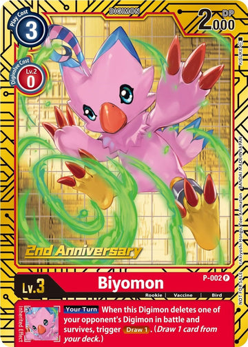 Biyomon - P-002 (2nd Anniversary Card Set) [P-002] [Digimon Promotion Cards] Foil