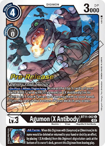Agumon (X Antibody) [BT11-062 U] [Dimensional Phase Pre-Release Cards] Foil