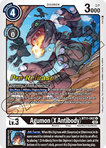 Agumon (X Antibody) [BT11-062] [Dimensional Phase Pre-Release Cards] Foil