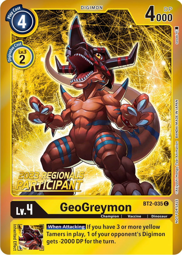 GeoGreymon (2023 Regionals Participant) [BT2-035] [Release Special Booster 1.5] Foil