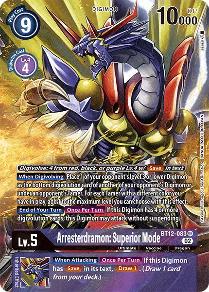 Arresterdramon: Superior Mode (Alternate Art) [BT12-083 SR] [Across Time] Foil