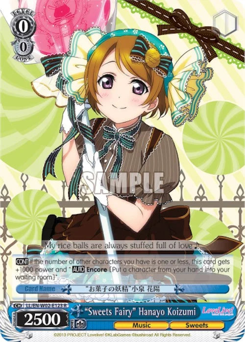 4d91944a-0b46-47fa-bea9-fb030e9bcfeb | ws-ll/en-w02-e123-r-nf-lovelivedxvol2-rar-nm | "Sweets Fairy" Hanayo Koizumi