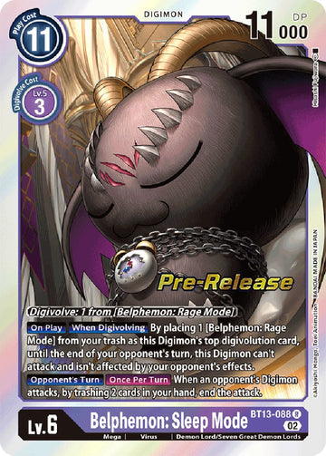 Belphemon: Sleep Mode [BT13-088] [Versus Royal Knights Pre-Release Cards] Foil