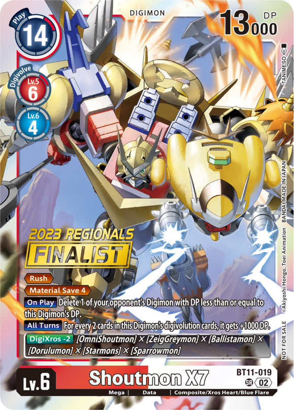 Shoutmon X7 (2023 Regionals Finalist) [BT11-019] [Dimensional Phase] Foil
