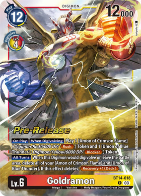 Goldramon [BT14-018] [Blast Ace Pre-Release Cards] Foil
