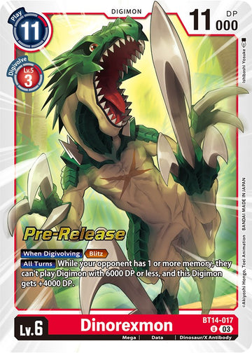 Dinorexmon [BT14-017] [Blast Ace Pre-Release Cards] Foil