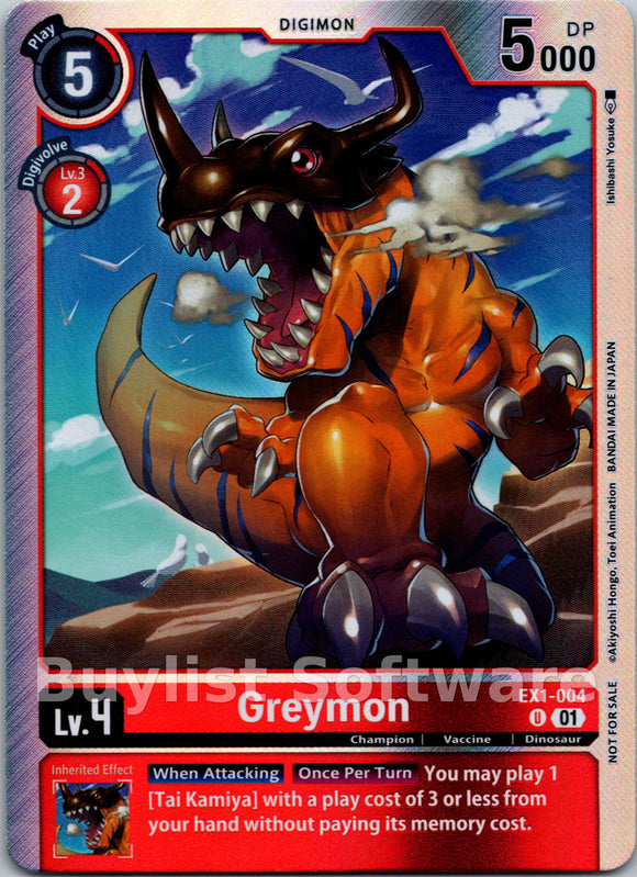 Greymon (Blast Ace Double Pack Set) [EX1-004] [Classic Collection] Foil