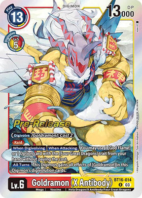 Goldramon (X Antibody) [BT16-014] [Beginning Observer Pre-Release Cards] Foil