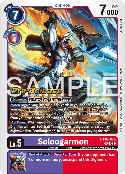 Soloogarmon [BT16-076] [Beginning Observer Pre-Release Cards] Foil