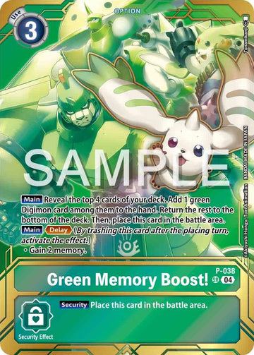 Green Memory Boost! (Premium Card Collection - Memory Boost! Set) [P-038] [Digimon Promotion Cards] Foil