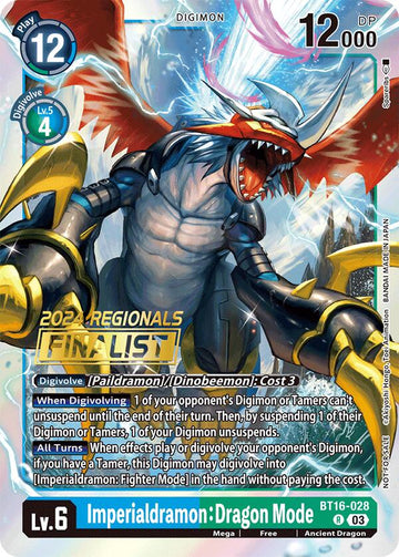 Imperialdramon: Dragon Mode (2024 Regionals Finalist) [BT16-028] [Beginning Observer] Foil