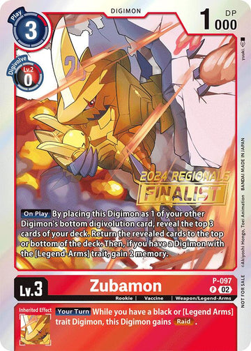Zubamon (2024 Regionals Finalist) [P-097] [Digimon Promotion Cards] Foil