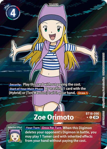 Zoe Orimoto (Release Special Booster 2.0: Box Promotion Pack) [BT18-090 R] [Release Special Booster 2.0] Foil