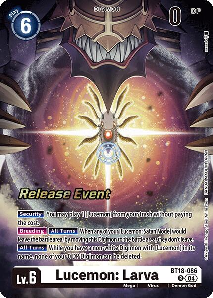 Lucemon: Larva [BT18-086] [Release Special Booster 2.0 Celebration Event Cards] Foil